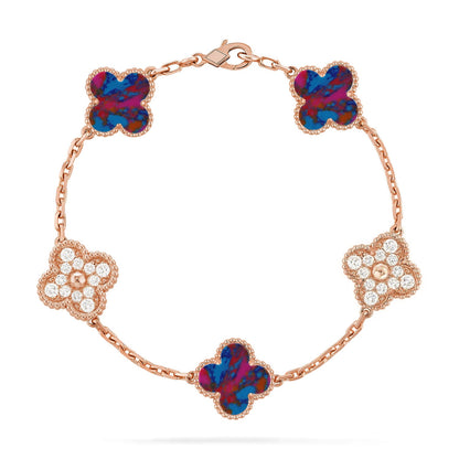 [Vicky]CLOVER 5 MOTIF COLOR GEMSTONES BRACELET COLLECTION