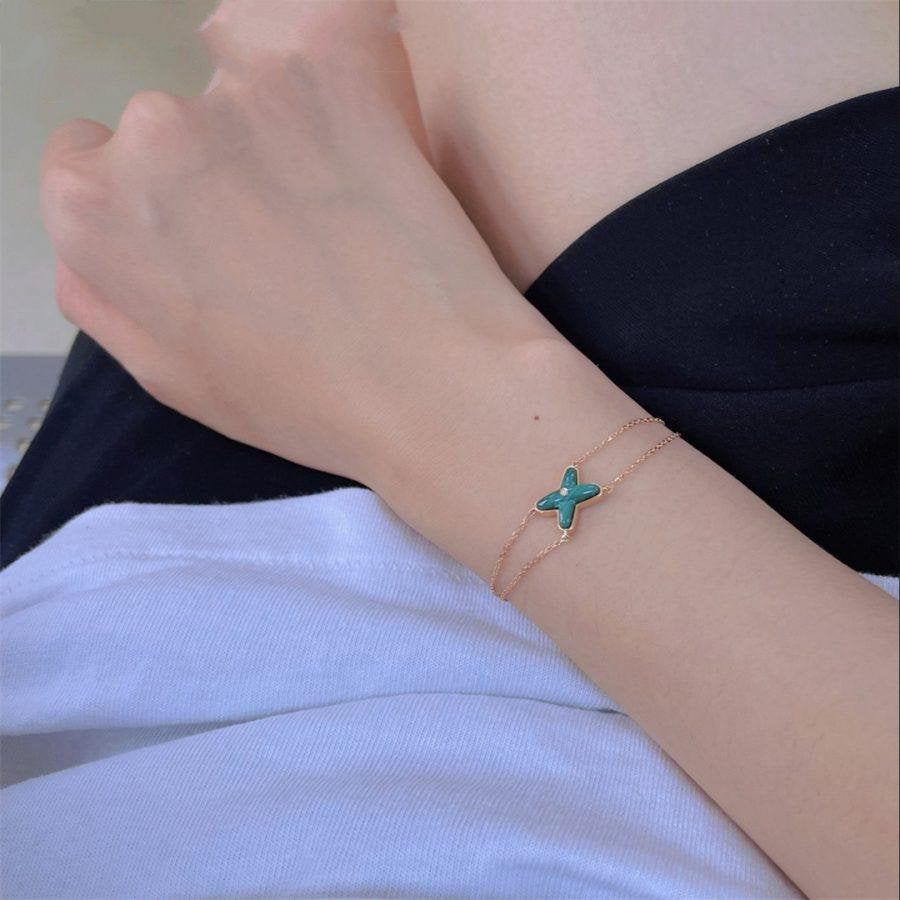 [Vicky]JEUX ARMBAND MALACHIT ROTGOLD 1 DIAMANT