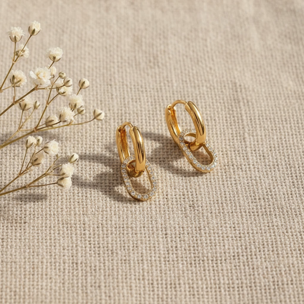 [Royal&Vicky]アイナ ダブルフープ ダイヤモンドピアス