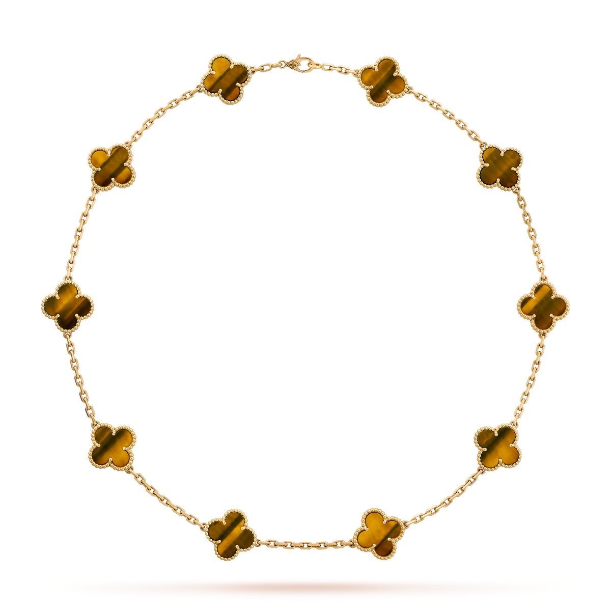 [Royal&Vicky]CLOVER 10 MOTIFS TIGER EYE NECKLACE