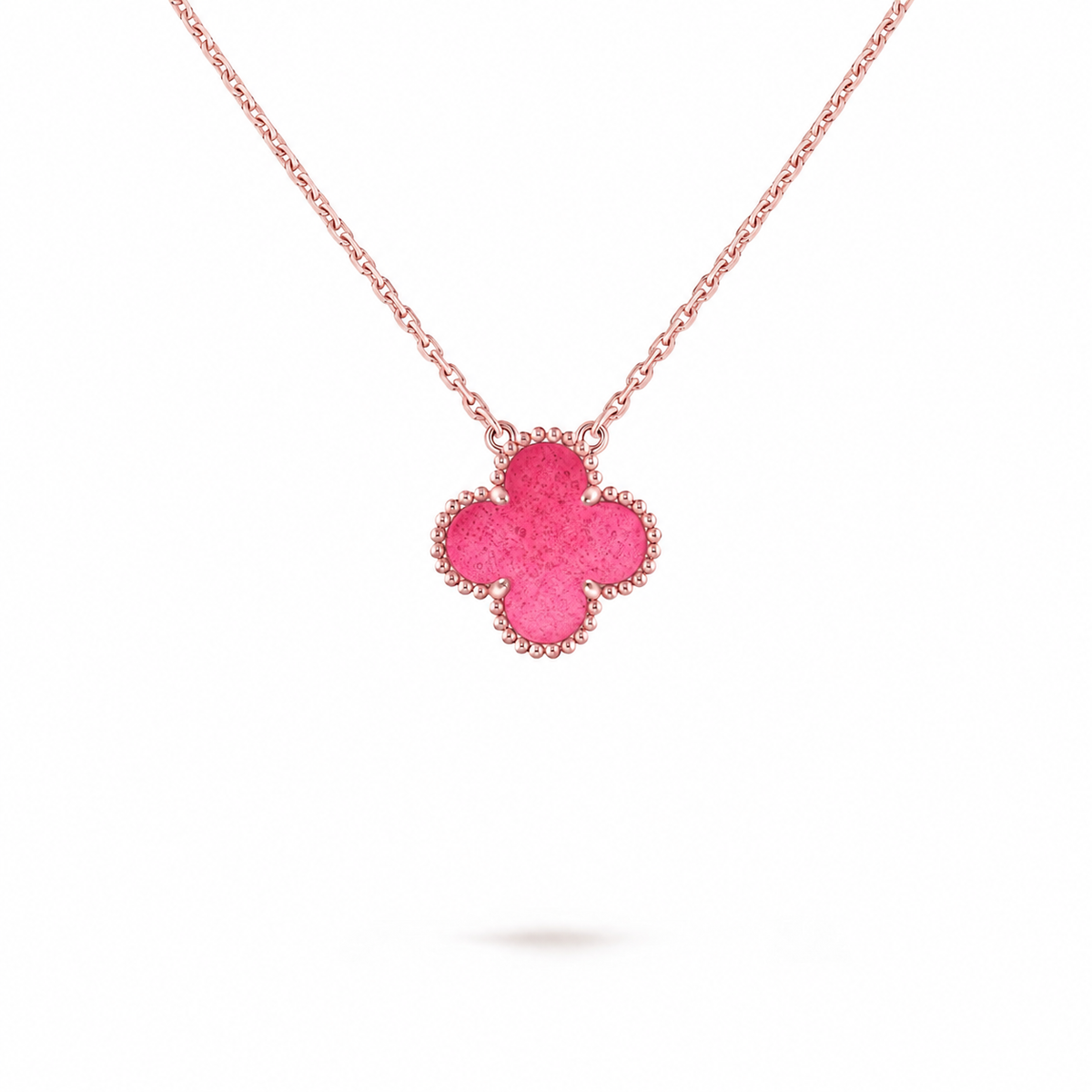 [Vicky] NEW CLOVER 15MM PINK ENAMEL NECKLACE