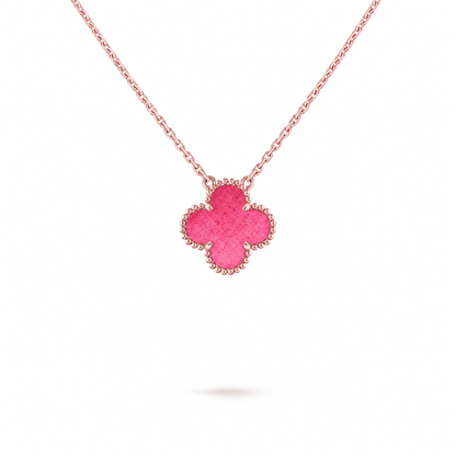 [Vicky] NEW CLOVER 15MM PINK ENAMEL NECKLACE