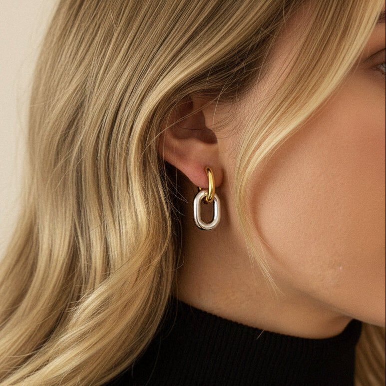 [Royal Vicky]Pippa Two Tone Double Hoops