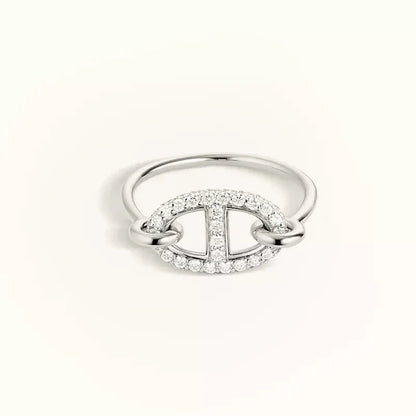 [Vicky]Runder kleiner silberner Diamantring