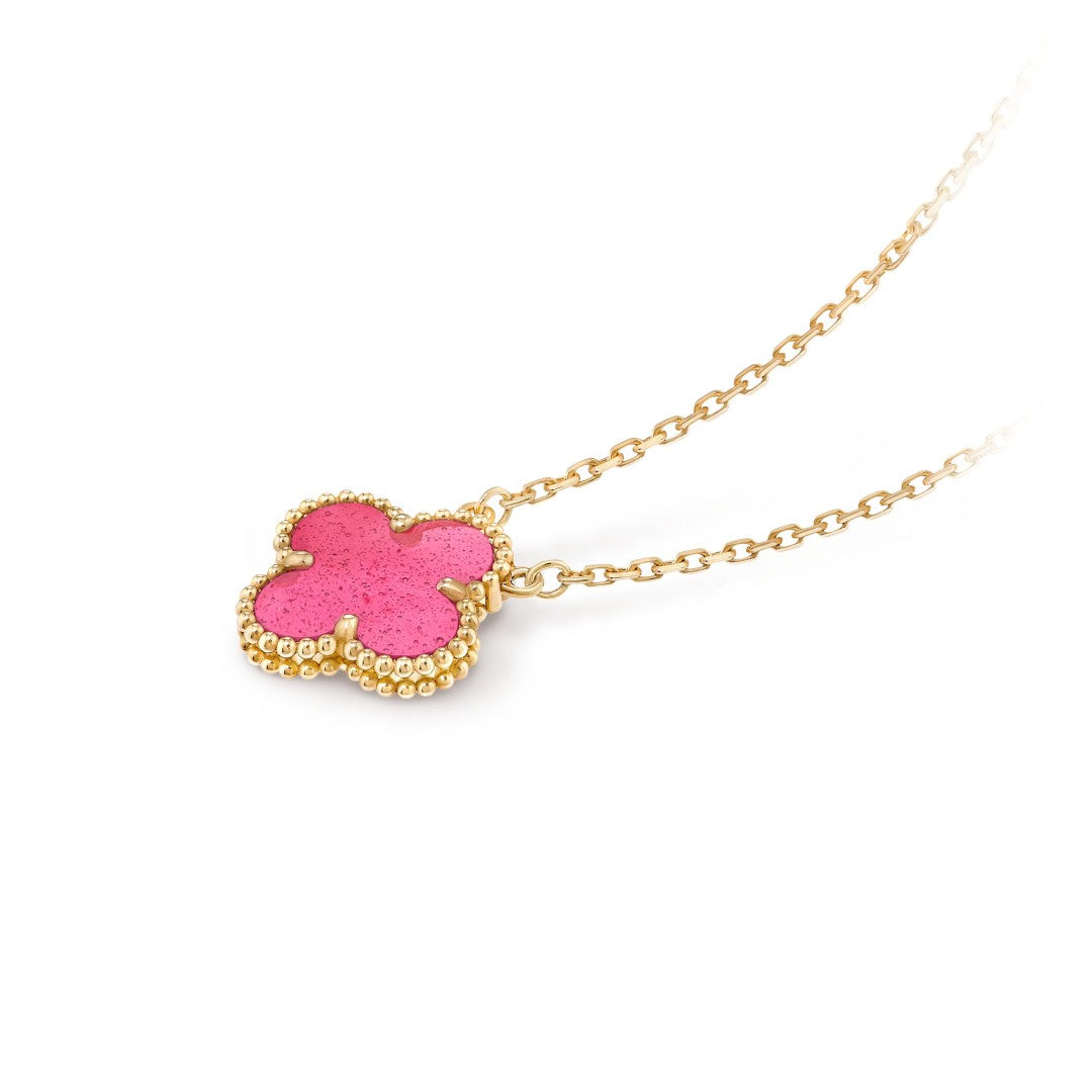 [Vicky] NEW CLOVER 15MM PINK ENAMEL NECKLACE