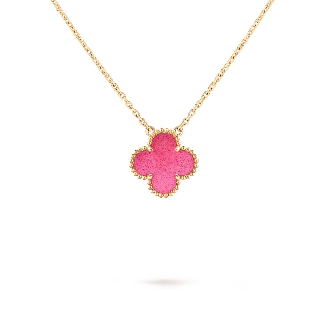 [Vicky] NEW CLOVER 15MM PINK ENAMEL NECKLACE