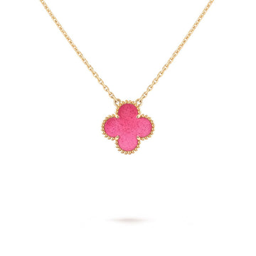 [Royal&Vicky] NEW CLOVER 15MM PINK ENAMEL NECKLACE
