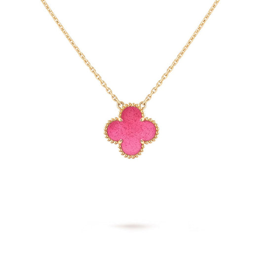 [Vicky] NEW CLOVER 15MM PINK ENAMEL NECKLACE