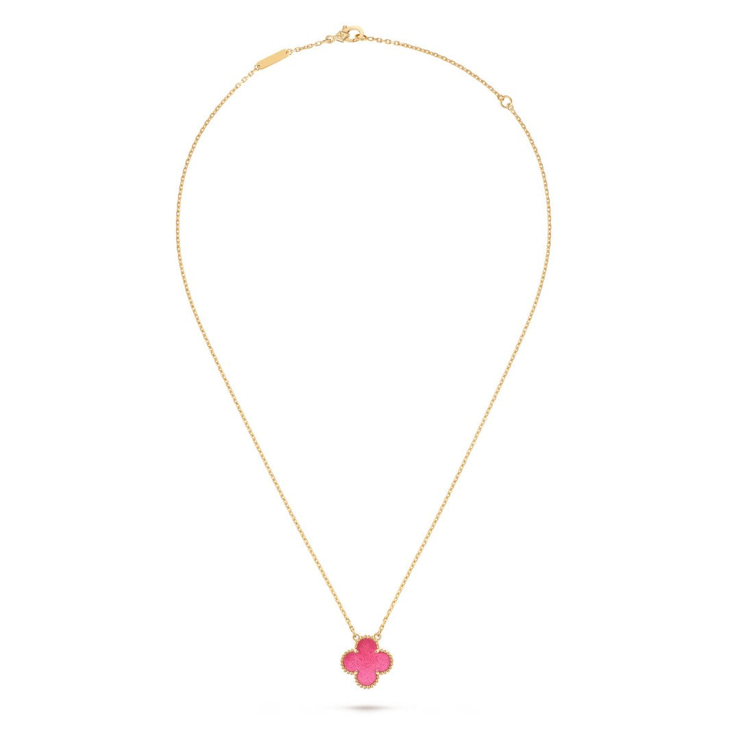 [Vicky] NEW CLOVER 15MM PINK ENAMEL NECKLACE