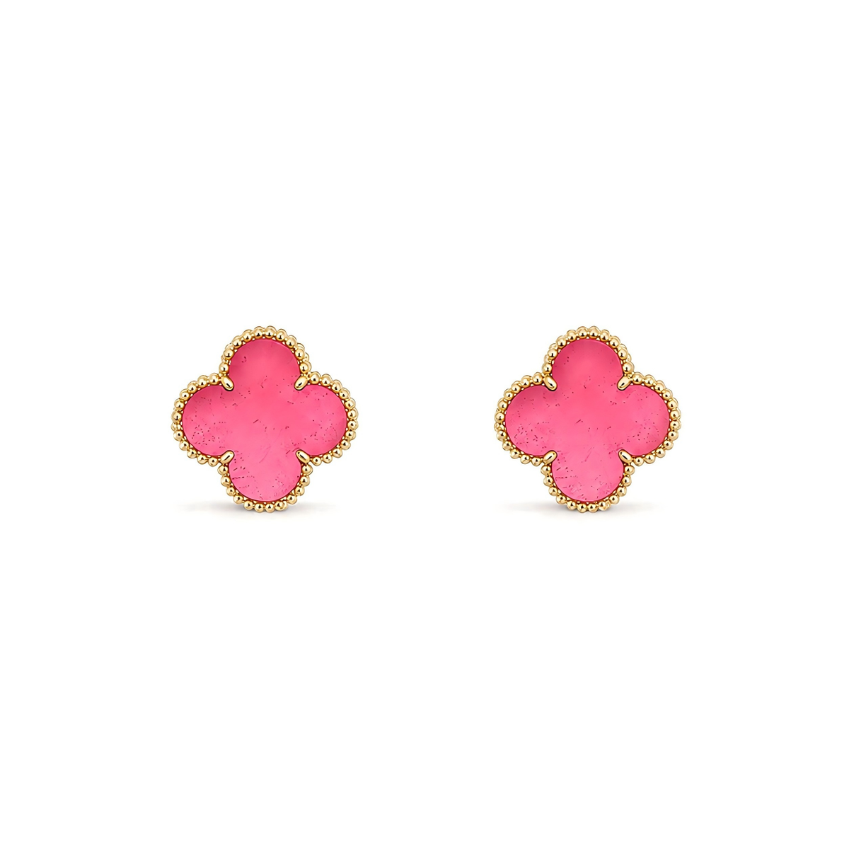 [Vicky]NEW CLOVER 15MM PINK ENAMEL STUD EARRINGS