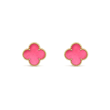[Royal&Vicky]NEW CLOVER 15MM PINK ENAMEL STUD EARRINGS