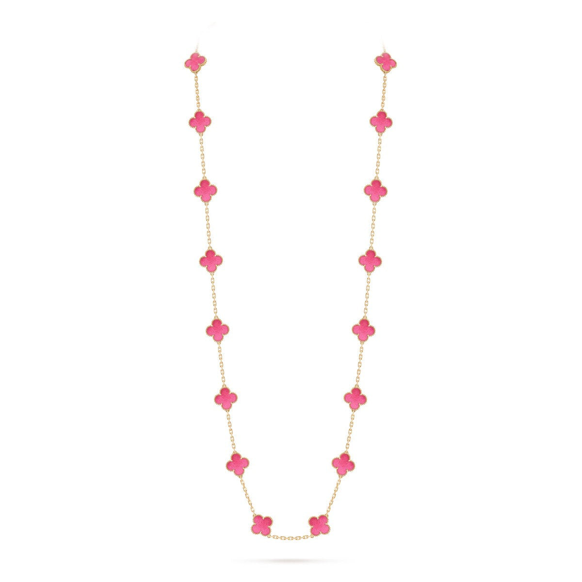 [Vicky] NEW CLOVER 20 MOTIFS PINK ENAMEL NECKLACE