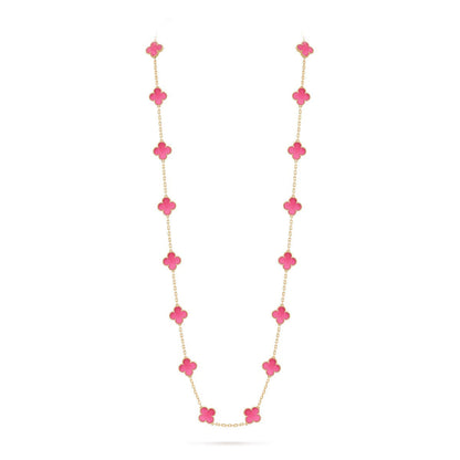[Vicky] NEW CLOVER 20 MOTIFS PINK ENAMEL NECKLACE