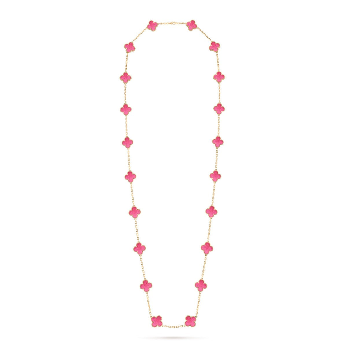 [Vicky] NEW CLOVER 20 MOTIFS PINK ENAMEL NECKLACE