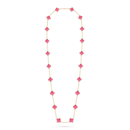 [Vicky] NEW CLOVER 20 MOTIFS PINK ENAMEL NECKLACE