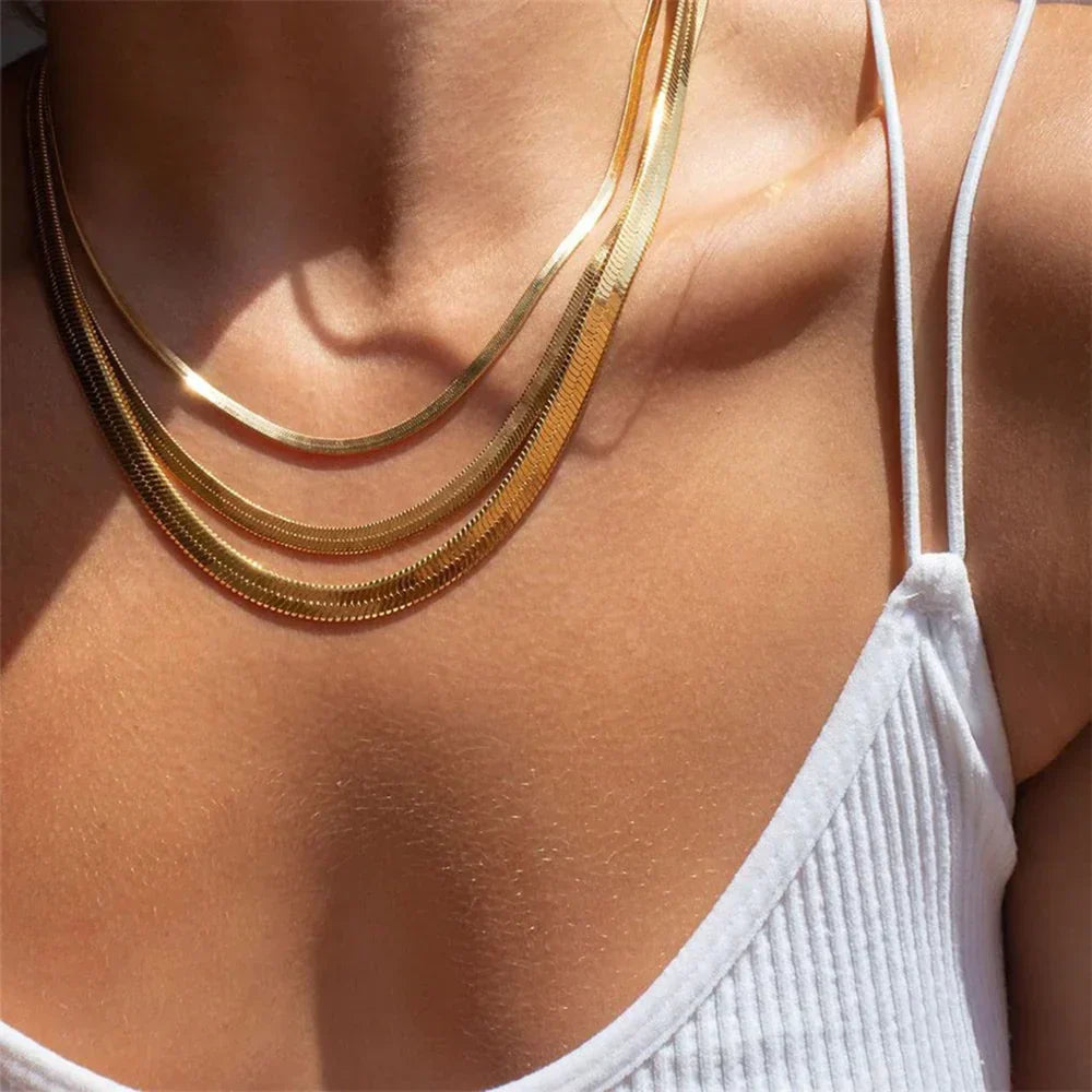 [Royal Vicky]Elizabeth Gold Herringbone Necklace