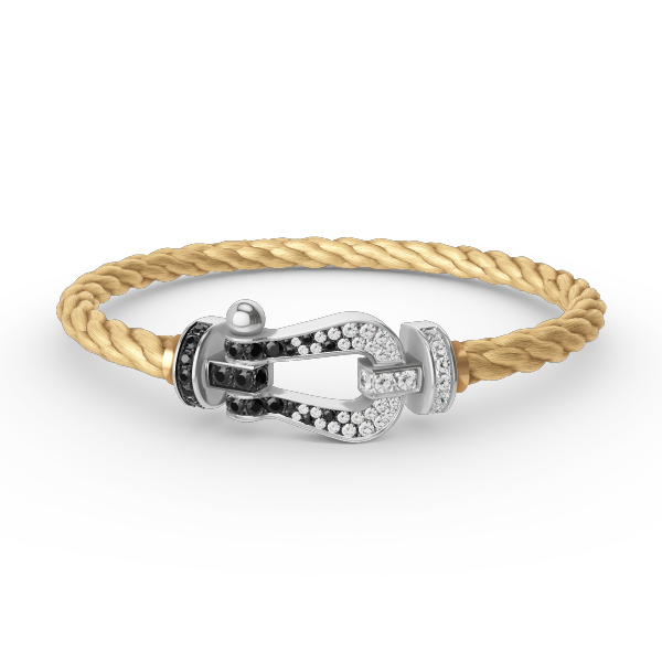 [Royal&Vicky]FORCE LARGE HORSESHOE BLACK WHITE DIAMOND BRACELET SILVER