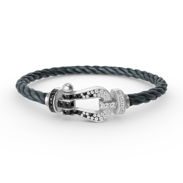 [Royal&Vicky]FORCE LARGE HORSESHOE BLACK WHITE DIAMOND BRACELET SILVER