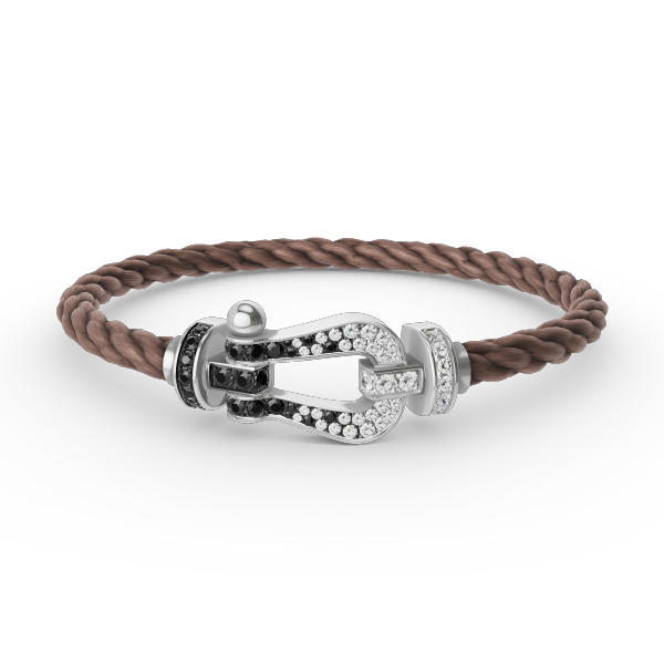 [Royal&Vicky]FORCE LARGE HORSESHOE BLACK WHITE DIAMOND BRACELET SILVER