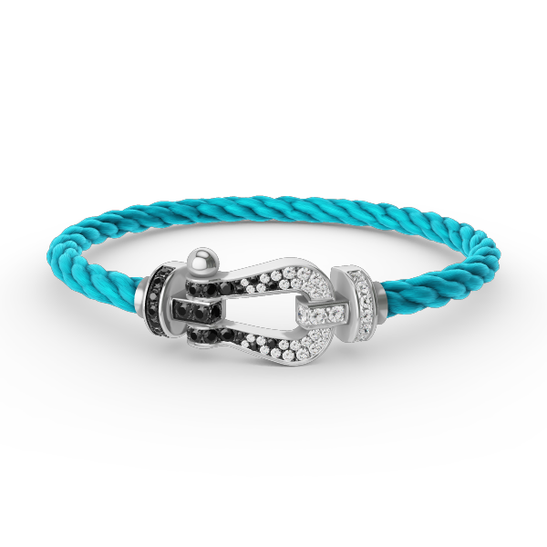 [Royal&Vicky]FORCE LARGE HORSESHOE BLACK WHITE DIAMOND BRACELET SILVER
