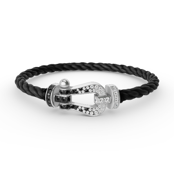 [Royal&Vicky]FORCE LARGE HORSESHOE BLACK WHITE DIAMOND BRACELET SILVER