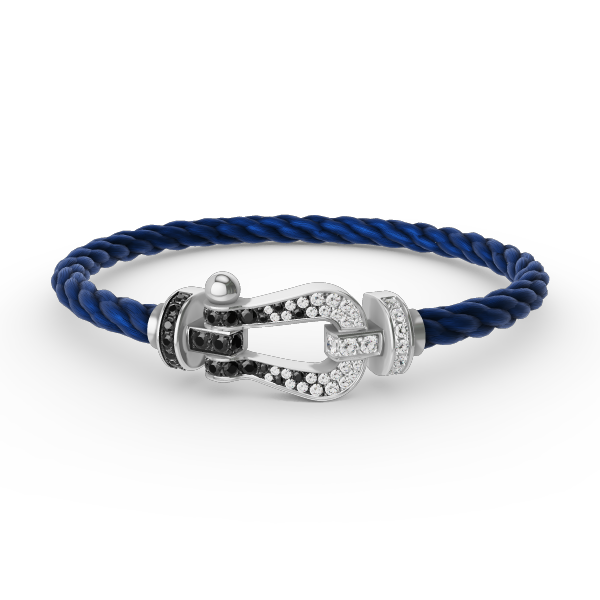 [Royal&Vicky]FORCE LARGE HORSESHOE BLACK WHITE DIAMOND BRACELET SILVER
