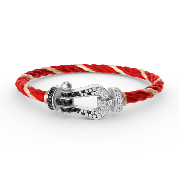 [Royal&Vicky]FORCE LARGE HORSESHOE BLACK WHITE DIAMOND BRACELET SILVER
