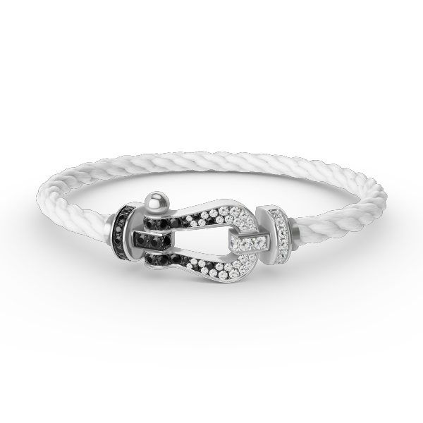 [Royal&Vicky]FORCE LARGE HORSESHOE BLACK WHITE DIAMOND BRACELET SILVER