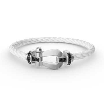 [Royal&Vicky]FORCE LARGE HORSESHOE BLACK DIAMOND BRACELET SILVER