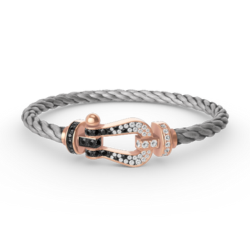 [Royal&Vicky]FORCE LARGE HORSESHOE BLACK WHITE DIAMOND BRACELET ROSE GOLD