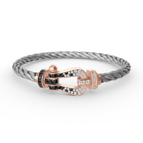 [Royal&Vicky]FORCE LARGE HORSESHOE BLACK WHITE DIAMOND BRACELET ROSE GOLD