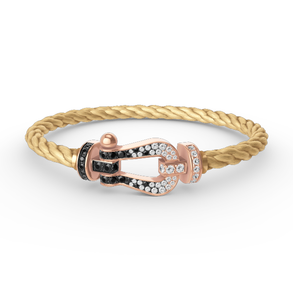 [Royal&Vicky]FORCE LARGE HORSESHOE BLACK WHITE DIAMOND BRACELET ROSE GOLD