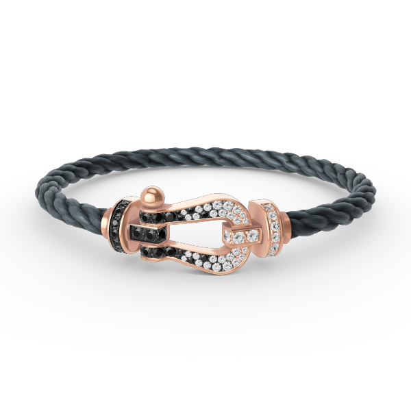 [Royal&Vicky]FORCE LARGE HORSESHOE BLACK WHITE DIAMOND BRACELET ROSE GOLD