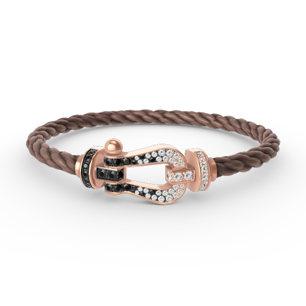 [Royal&Vicky]FORCE LARGE HORSESHOE BLACK WHITE DIAMOND BRACELET ROSE GOLD