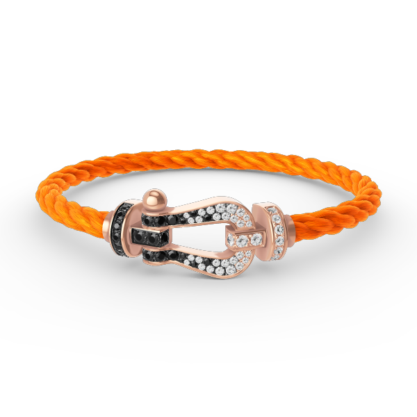 [Royal&Vicky]FORCE LARGE HORSESHOE BLACK WHITE DIAMOND BRACELET ROSE GOLD