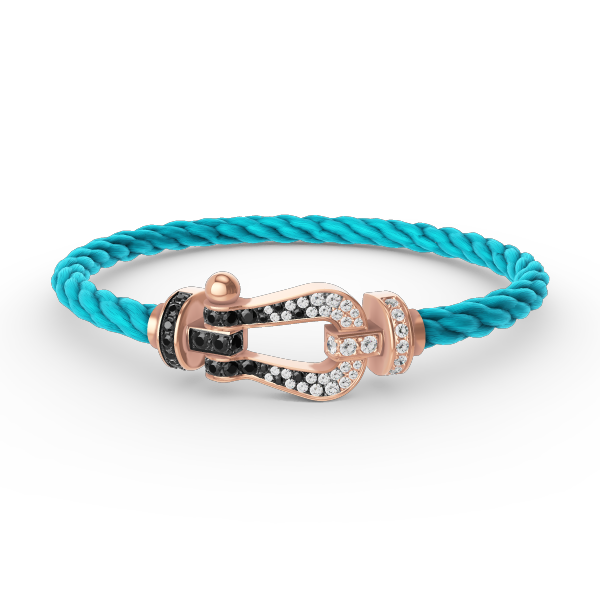 [Royal&Vicky]FORCE LARGE HORSESHOE BLACK WHITE DIAMOND BRACELET ROSE GOLD