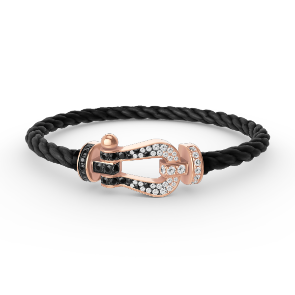 [Royal&Vicky]FORCE LARGE HORSESHOE BLACK WHITE DIAMOND BRACELET ROSE GOLD