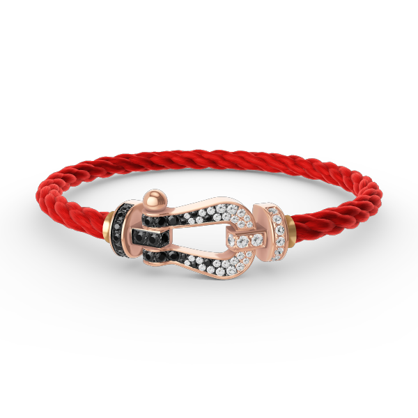 [Royal&Vicky]FORCE LARGE HORSESHOE BLACK WHITE DIAMOND BRACELET ROSE GOLD