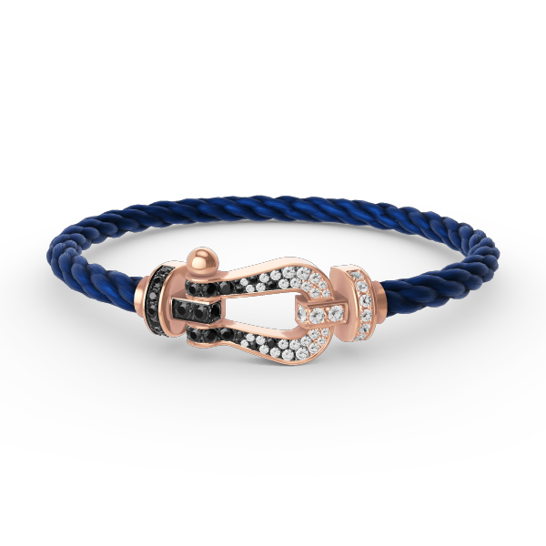 [Royal&Vicky]FORCE LARGE HORSESHOE BLACK WHITE DIAMOND BRACELET ROSE GOLD