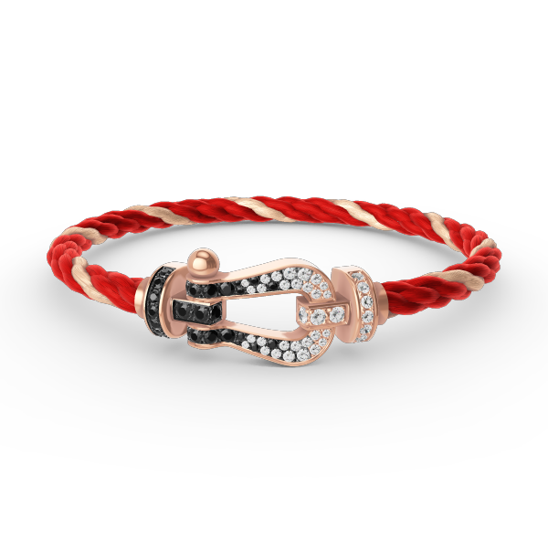 [Royal&Vicky]FORCE LARGE HORSESHOE BLACK WHITE DIAMOND BRACELET ROSE GOLD