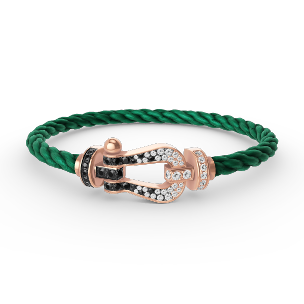 [Royal&Vicky]FORCE LARGE HORSESHOE BLACK WHITE DIAMOND BRACELET ROSE GOLD