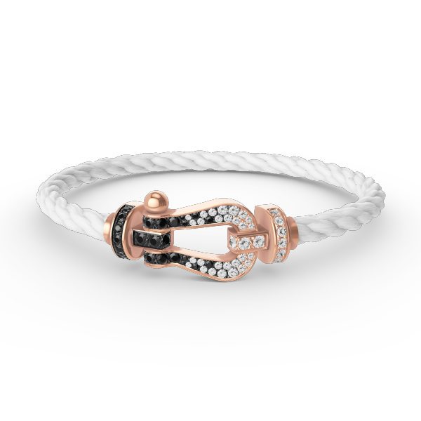 [Royal&Vicky]FORCE LARGE HORSESHOE BLACK WHITE DIAMOND BRACELET ROSE GOLD