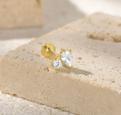[Royal Vicky]Kate Flat Back Diamond Stud