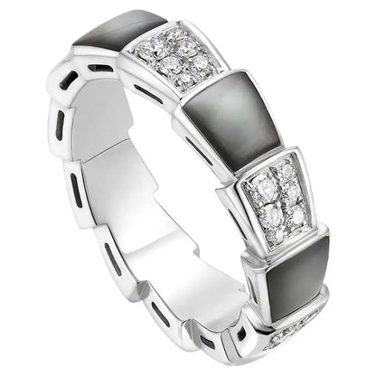 [Vicky]SERPENTI RING SILBER DIAMANT SCHWARZ MOP 4MM