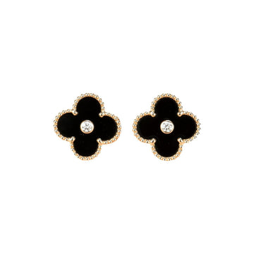[Royal&Vicky]CLOVER MEDIUM 1 MOTIFS ONYX DIAMOND EARRINGS