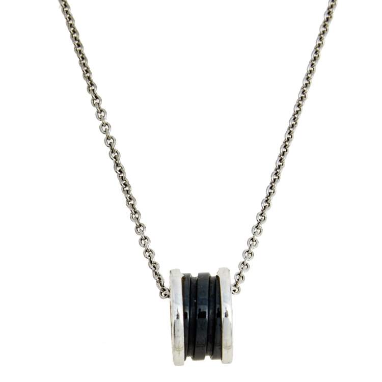 [Vicky]ZERO 1 BLACK CERAMIC SILVER NECKLACE