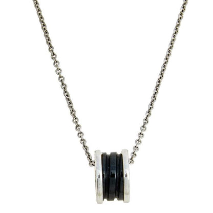 [Vicky]ZERO 1 BLACK CERAMIC SILVER NECKLACE