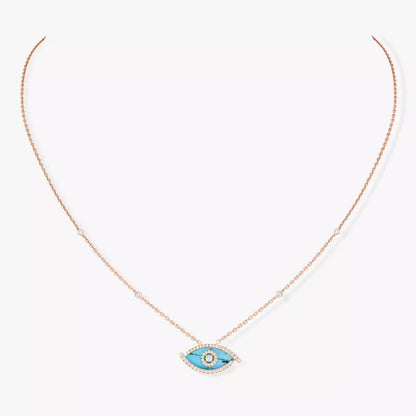 [Vicky]Lucky Eye Diamond Necklace in Rose Gold and Turquoise