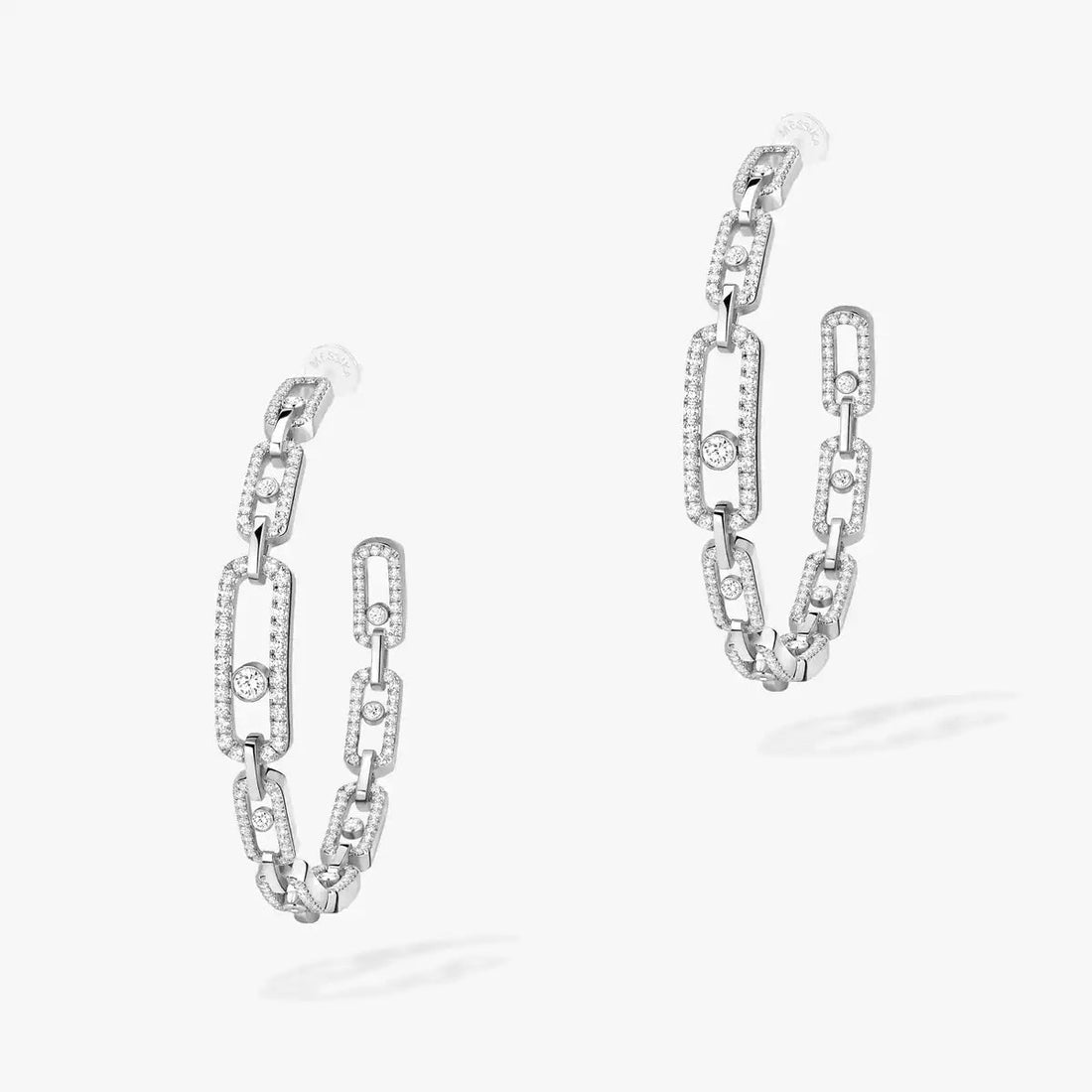 [Royal&Vicky]Move Link Diamond Hoop Earrings