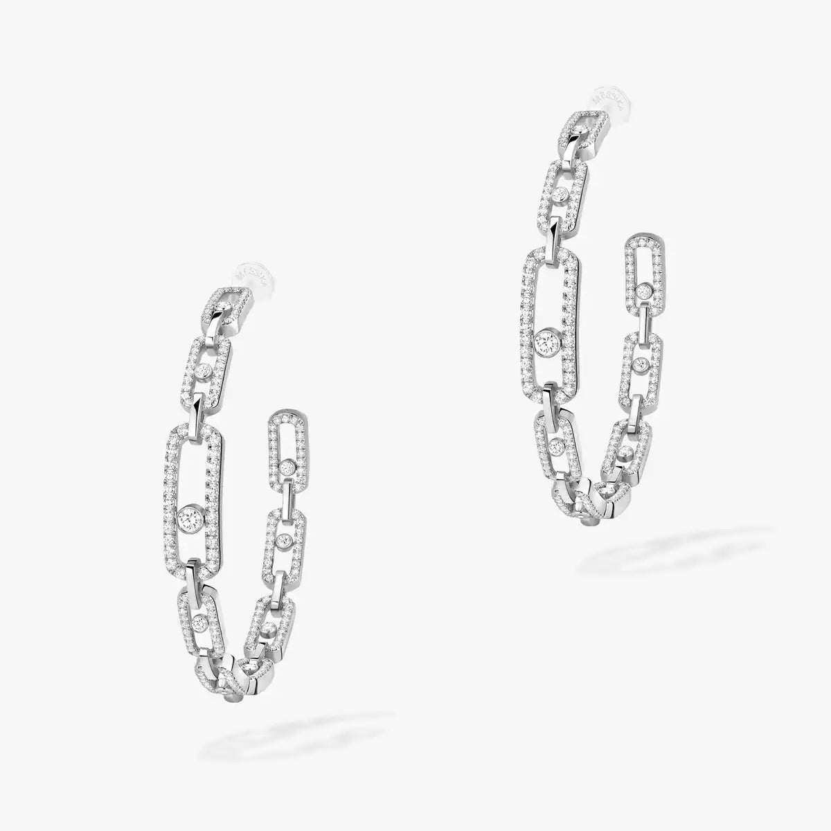 [Vicky]Move Link Diamond Hoop Earrings